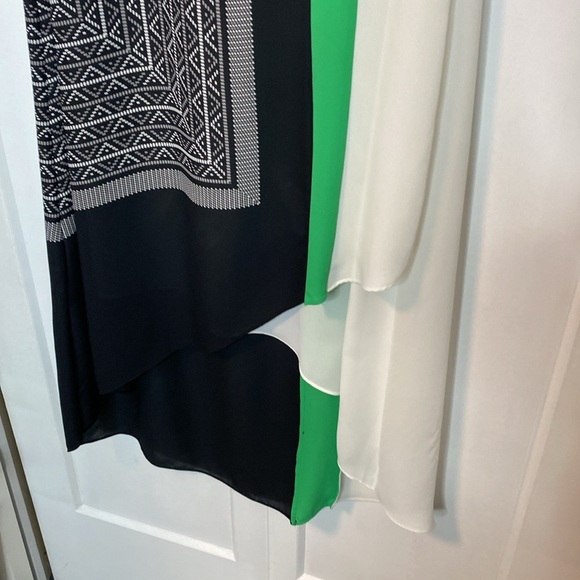 BCBG MaxAzria | Adeleine - Geometric Black, Green, and White Dress -XS - Picture 4 of 9